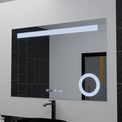 Ορθογώνιος καθρέφτης LED, 120x80cm, ABSOLU MotionGlow Marcello, Σύστημα αποθάμβωσης, Ρολόι & Θερμόμετρο, Μεγεθυντικός φακός καλλυντικών, Καθρέφτες Dimable Marcello Προεπιλεγμένος τίτλος Alessandro Design