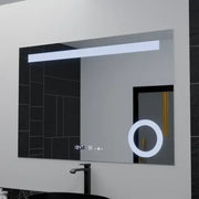 Ορθογώνιος καθρέφτης LED, 80x60 cm, ABSOLU MotionGlow Marcello, Σύστημα αποθάμβωσης, Ρολόι & Θερμόμετρο, Καλλυντικός Μεγεθυντικός φακός, Καθρέφτες Dimable Marcello Προεπιλεγμένος τίτλος Alessandro Design