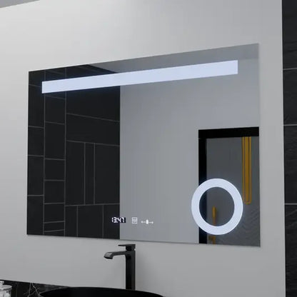 Ορθογώνιος καθρέφτης LED, 80x60 cm, ABSOLU MotionGlow Marcello, Σύστημα αποθάμβωσης, Ρολόι & Θερμόμετρο, Καλλυντικός Μεγεθυντικός φακός, Καθρέφτες Dimable Marcello Προεπιλεγμένος τίτλος Alessandro Design