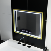 Ορθογώνιος καθρέφτης LED, 80x60 cm, Verite Royale Gold MotionGlow Marcello, Σύστημα αποθαμβώματος, Ρολόι & Θερμόμετρο, Dimable Καθρέφτες Marcello Προεπιλεγμένος τίτλος Alessandro Design