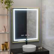 Ορθογώνιος καθρέφτης LED, 75x90 cm, Verite Royale Gold MotionGlow Marcello, Σύστημα αποθαμβώματος, Ρολόι & Θερμόμετρο, Dimable Καθρέφτες Marcello Προεπιλεγμένος τίτλος Alessandro Design