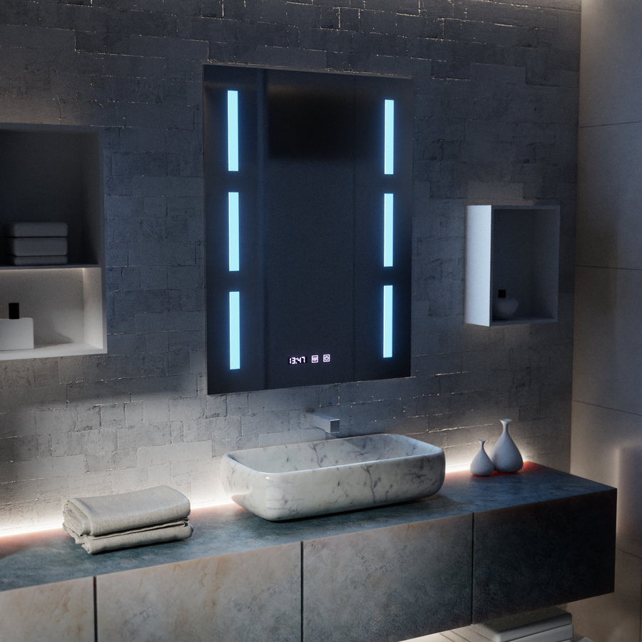 Καθρέφτης LED Touch Erich S86/60X80 Σύστημα αποθάμβωσης, Ρολόι και θερμοκρασία 60x80 cm Καθρέπτες Korman S Προεπιλεγμένος τίτλος Alessandro Design