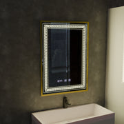 Καθρέφτης LED Touch Bruno Demister System, Ρολόι και θερμοκρασία 60x80 cm Βουρτσισμένο χρυσό πλαίσιο, S84/60X80 Καθρέφτες Korman S Προεπιλεγμένος τίτλος Alessandro Design