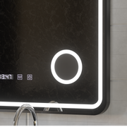 Ulrich LED Touch Mirror De-fogging System, Clock and Temperature 75x90 cm Μαύρο πλαίσιο Βουρτσισμένο καλλυντικό μεγεθυντικός φακός Καθρέφτες Korman S Προεπιλεγμένος τίτλος Alessandro Design