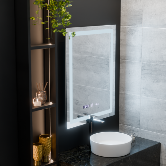 Ορθογώνιος καθρέφτης LED, 75x90 cm, Verite MotionGlow Marcello, Σύστημα Demister, Ρολόι & Θερμόμετρο, Dimable Mirrors Marcello Προεπιλεγμένος τίτλος Alessandro Design