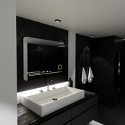 Ορθογώνιος καθρέφτης LED, 80x60 cm, Harmonie MotionGlow Marcello, Σύστημα αποθαμβώματος, Θερμόμετρο και Ρολόι, Καλλυντικός Μεγεθυντικός φακός, Καθρέφτες Dimable Marcello Προεπιλεγμένος τίτλος Alessandro Design
