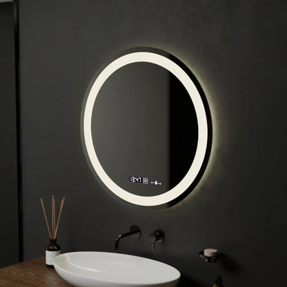 Στρογγυλός καθρέφτης LED, 60 cm, Celeste MotionGlow Marcello, Σύστημα Demister, Ρολόι & Θερμόμετρο, Ρυθμιζόμενο, Θερμό Ουδέτερο Ψυχρό Φως 3000K/4000K/6000K Marcello Mirrors Προεπιλεγμένος τίτλος Alessandro Design