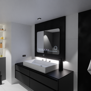 Ορθογώνιος καθρέφτης LED, 80x60 cm, Harmonie MotionGlow Marcello, Σύστημα αποθαμβώματος, Θερμόμετρο και Ρολόι, Καλλυντικός Μεγεθυντικός φακός, Καθρέφτες Dimable Marcello Προεπιλεγμένος τίτλος Alessandro Design