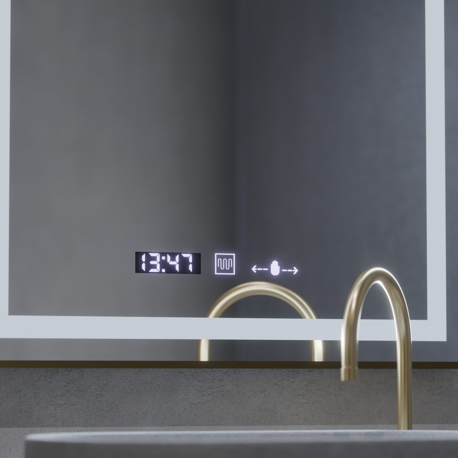 Ορθογώνιος καθρέφτης LED, 60x80 cm, Verite Royale Gold MotionGlow Marcello, Σύστημα αποθαμβώματος, Ρολόι & Θερμόμετρο, Dimable Καθρέφτες Marcello Προεπιλεγμένος τίτλος Alessandro Design
