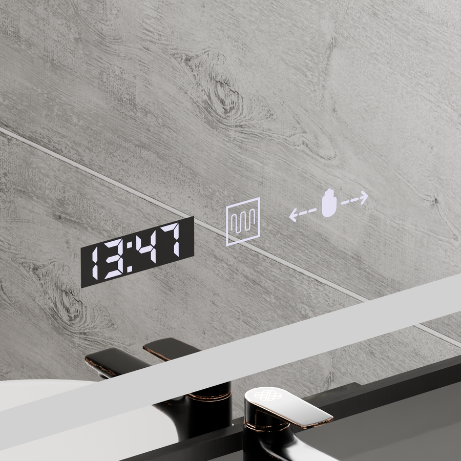 Ορθογώνιος καθρέφτης LED, 50x70 cm, Verite Majeste Noir Motion Glow Marcello, Σύστημα αποθαμβώματος, Ρολόι & Θερμόμετρο, Καθρέφτες Dimable Marcello Προεπιλεγμένος τίτλος Alessandro Design