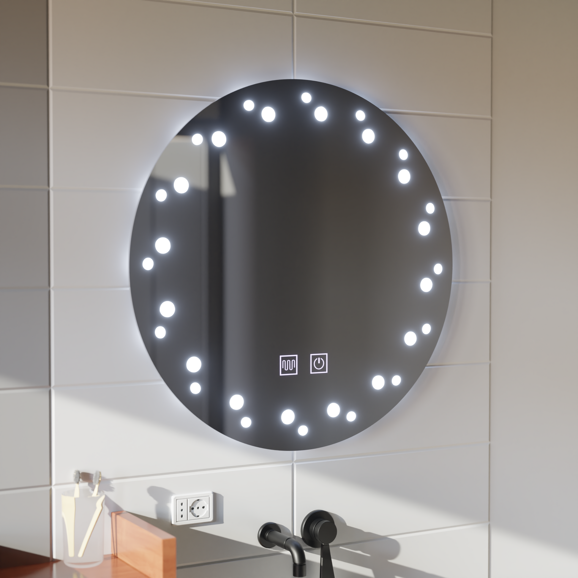 Καθρέφτης LED Touch Ivory, Σύστημα Demister, Διάμετρος 60 cm, Cold Light 6000K Korman Mirrors E Προεπιλεγμένος τίτλος Alessandro Design