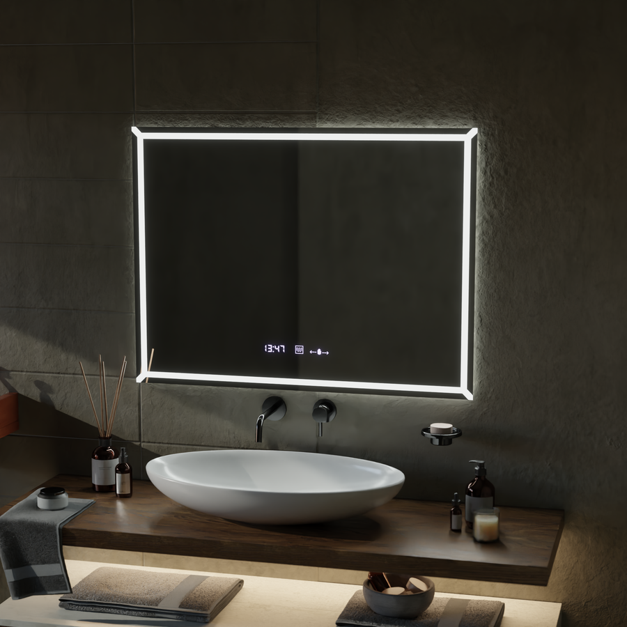 Ορθογώνιος καθρέφτης LED, 80x60cm, VillayTouch Marcello, Σύστημα ξεθάμβωσης, Dimabila Mirrors Marcello Προεπιλεγμένος τίτλος Alessandro Design
