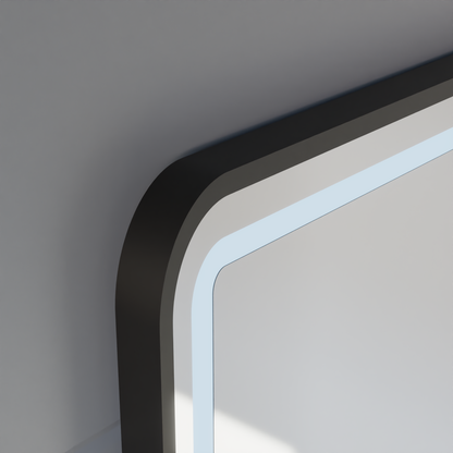 Καθρέφτης LED Touch LUCIDA Σύστημα αποθαμβωσης, Ρολόι και Θερμοκρασία 60x80 cm Πλαίσιο Μαύροι Βουρτσισμένοι Καθρέπτες Korman S Προεπιλεγμένος τίτλος Alessandro Design