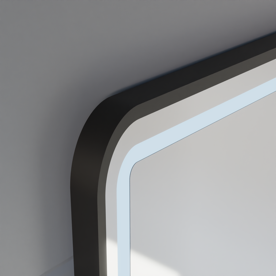 Καθρέφτης LED Touch LUCIDA Σύστημα αποθαμβωσης, Ρολόι και Θερμοκρασία 60x80 cm Πλαίσιο Μαύροι Βουρτσισμένοι Καθρέπτες Korman S Προεπιλεγμένος τίτλος Alessandro Design