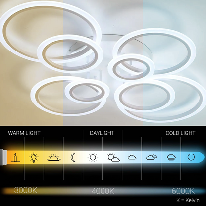 Πολυέλαιος LED με τηλεχειριστήριο BETTY 127W, 8 κύκλοι, κρύο/θερμ/ουδέτερο φως, ρυθμιζόμενο, λευκός πολυέλαιος LED με τηλεχειριστήριο Προεπιλεγμένος τίτλος Alessandro Design