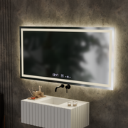 Ορθογώνιος καθρέφτης LED, 120x60 cm, Verite MotionGlow Marcello, Σύστημα αποθάμβωσης, Ρολόι & Θερμόμετρο, Dimable Mirrors Marcello Προεπιλεγμένος τίτλος Alessandro Design