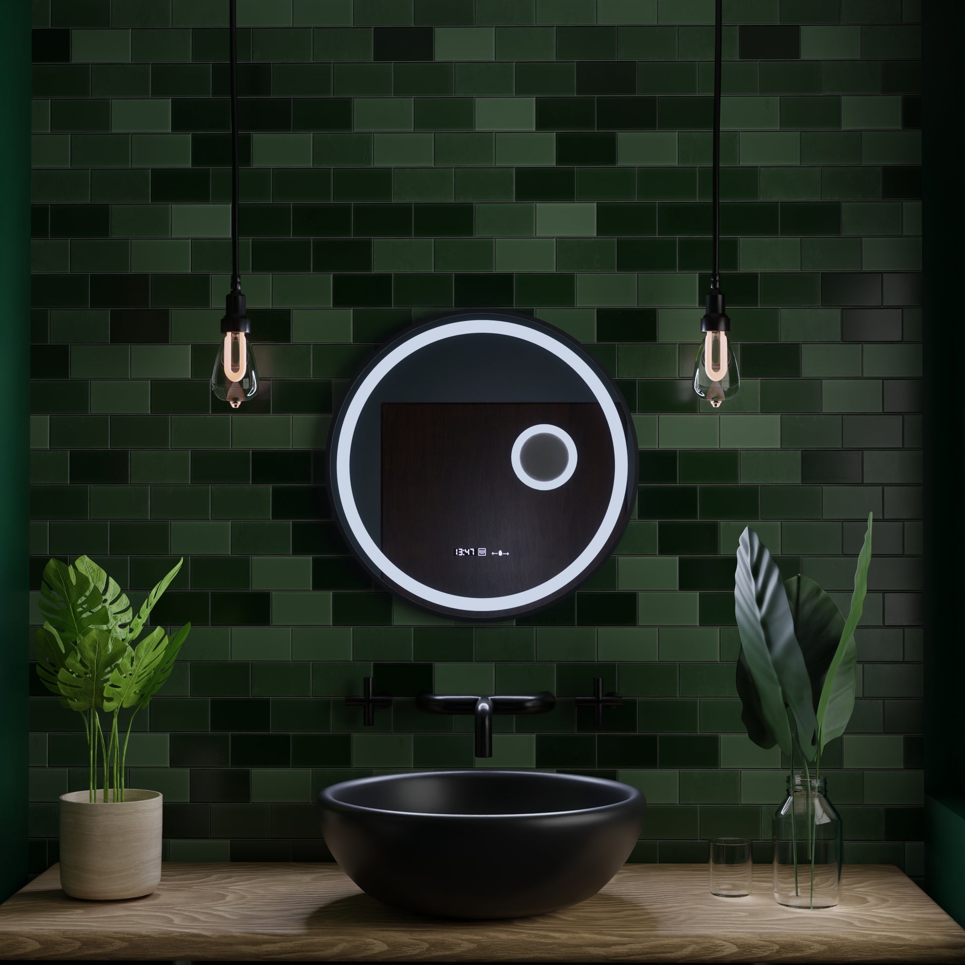Στρογγυλός καθρέφτης LED, 11W, 60cm, Micah Marcello MotionGlow Sensor, Demister System, Clock & Thermometer, Cosmetic Magifier, Dimable Marcello Mirrors Προεπιλεγμένος τίτλος Alessandro Design