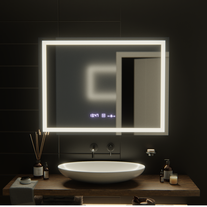 Ορθογώνιος καθρέφτης LED, 100x75 cm, Verite MotionGlow Marcello, Σύστημα αποθαμβώματος, Ρολόι & Θερμόμετρο, Καθρέφτες Dimable Marcello Προεπιλεγμένος τίτλος Alessandro Design