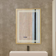 Καθρέφτης LED Touch Bruno Demister System, Ρολόι και θερμοκρασία 60x80 cm Βουρτσισμένο χρυσό πλαίσιο, S84/60X80 Καθρέφτες Korman S Προεπιλεγμένος τίτλος Alessandro Design