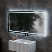 Ορθογώνιος καθρέφτης LED, 120x60 cm, Verite MotionGlow Marcello, Σύστημα αποθάμβωσης, Ρολόι & Θερμόμετρο, Dimable Mirrors Marcello Προεπιλεγμένος τίτλος Alessandro Design