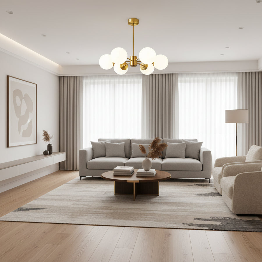Chandelier LC801/6GD, 6x E27, White Gold, Metal Modern Chandeliers Προεπιλεγμένος τίτλος Alessandro Design