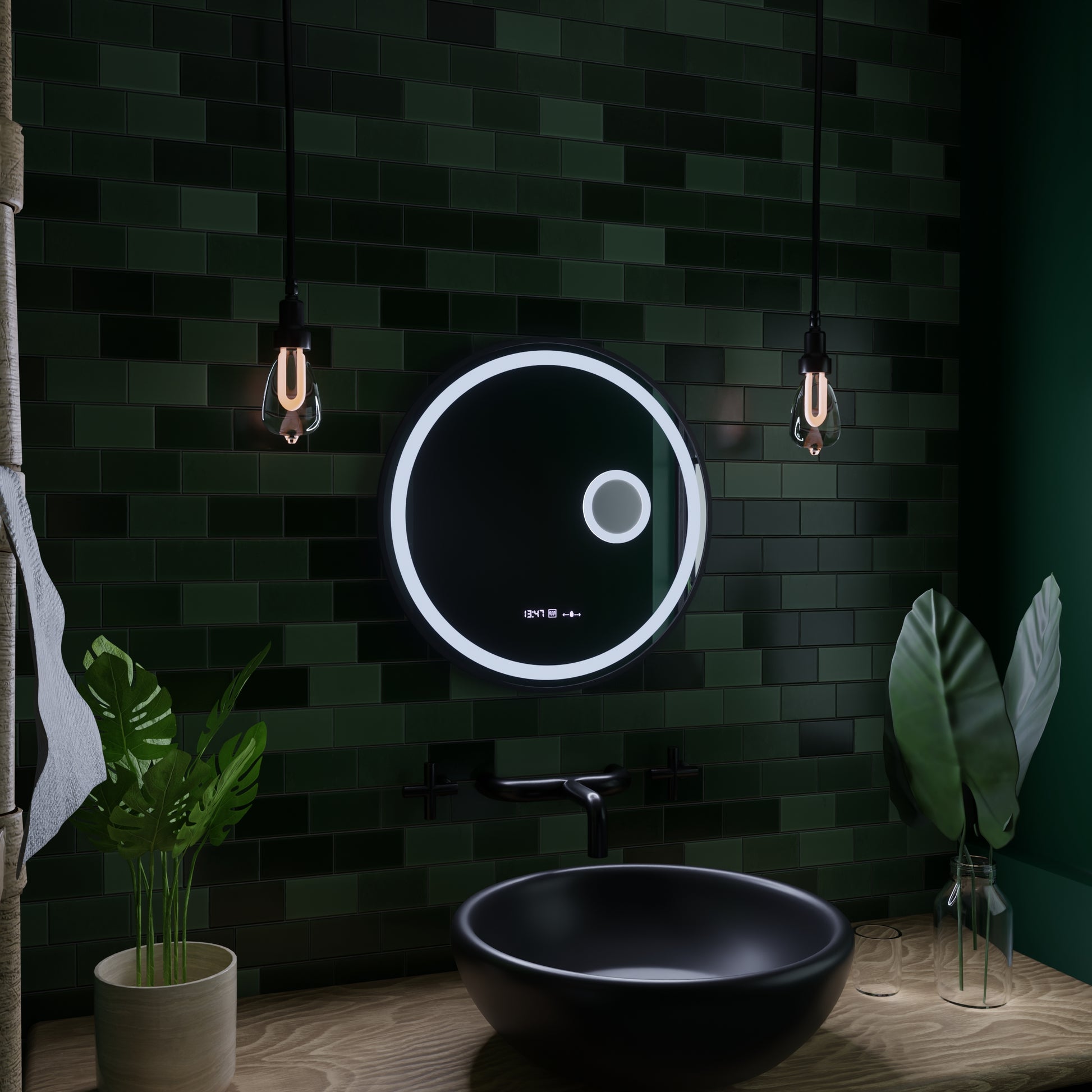 Στρογγυλός καθρέφτης LED, 11W, 60cm, Micah Marcello MotionGlow Sensor, Demister System, Clock & Thermometer, Cosmetic Magifier, Dimable Marcello Mirrors Προεπιλεγμένος τίτλος Alessandro Design