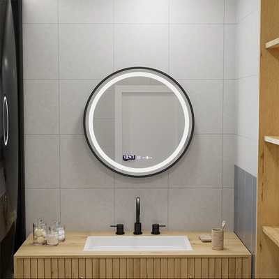 LED Στρογγυλός καθρέφτης, 60cm, Celeste Majesté Noir MotionGlow Marcello, Σύστημα Demister, Ρολόι & Θερμόμετρο, Ρυθμιζόμενο