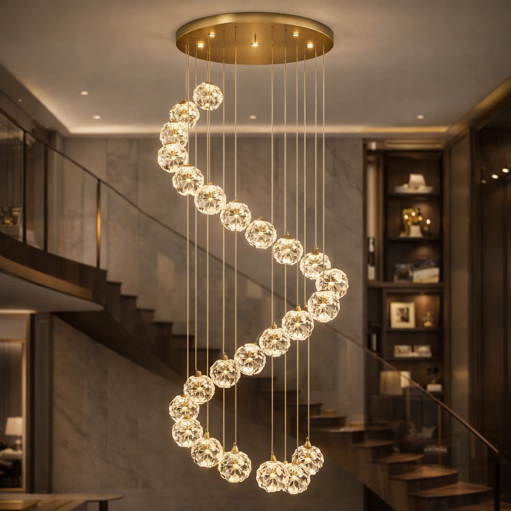 Crystal LED KILKENNY Culmino Chandelier, 144W, Neutral Light, Diameter 60cm, Gold Modern Chandeliers Προεπιλεγμένος τίτλος Alessandro Design