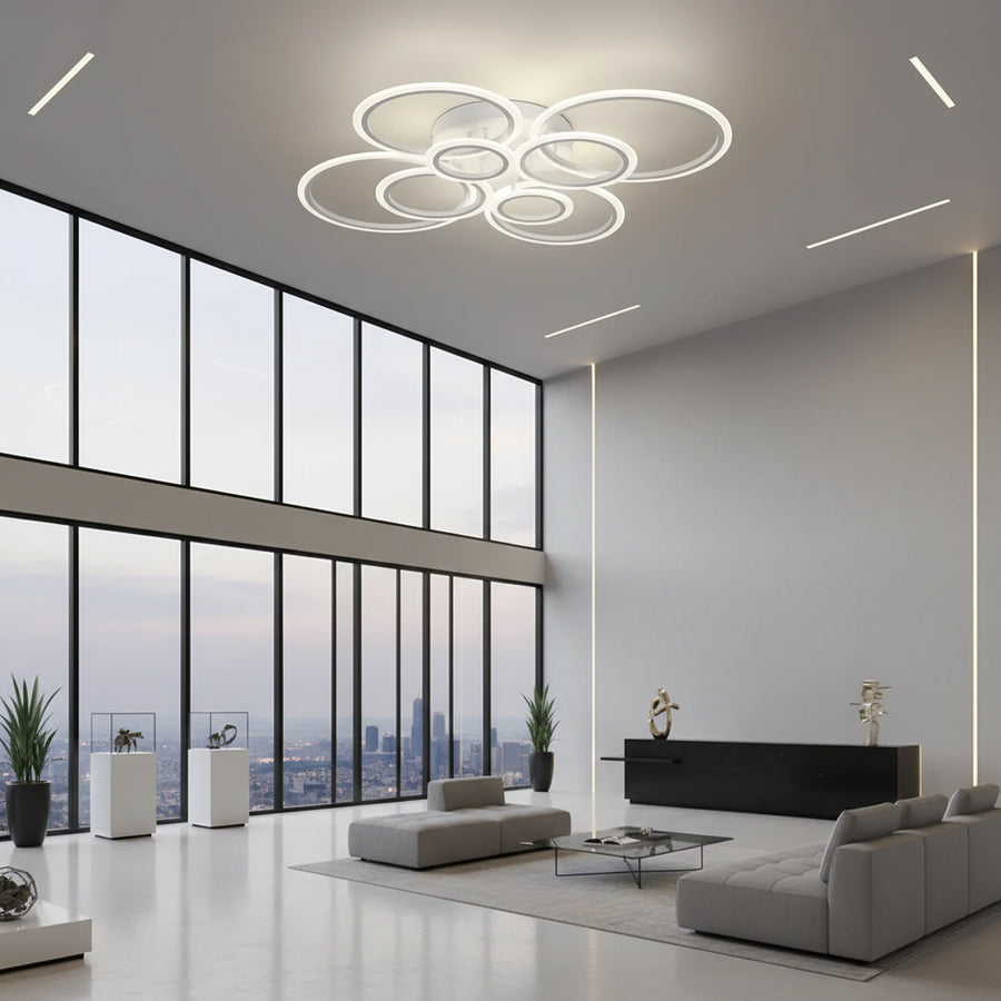 Πολυέλαιος LED με τηλεχειριστήριο BETTY 127W, 8 κύκλοι, κρύο/θερμ/ουδέτερο φως, ρυθμιζόμενο, λευκός πολυέλαιος LED με τηλεχειριστήριο Προεπιλεγμένος τίτλος Alessandro Design