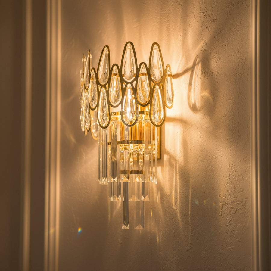 ALHAMBRA Φωτιστικό τοίχου Cristal 2x E14, 35x15cm, Χρυσό Φωτιστικό τοίχου εσωτερικού χώρου Προεπιλεγμένος τίτλος Alessandro Design