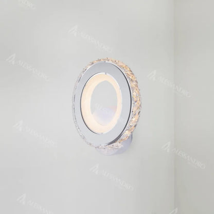 Φωτιστικό τοίχου Borandis LED 16W, Λευκό με χρώμιο, ακρυλικό και κρύσταλλο, κρύο/ζεστό/ουδέτερο φως επιτοίχια φωτιστικά εσωτερικού χώρου Προεπιλεγμένος τίτλος Alessandro Design