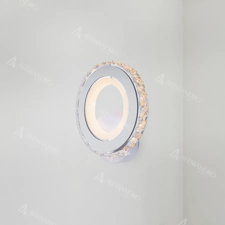 Φωτιστικό τοίχου Borandis LED 16W, Λευκό με χρώμιο, ακρυλικό και κρύσταλλο, κρύο/ζεστό/ουδέτερο φως επιτοίχια φωτιστικά εσωτερικού χώρου Προεπιλεγμένος τίτλος Alessandro Design