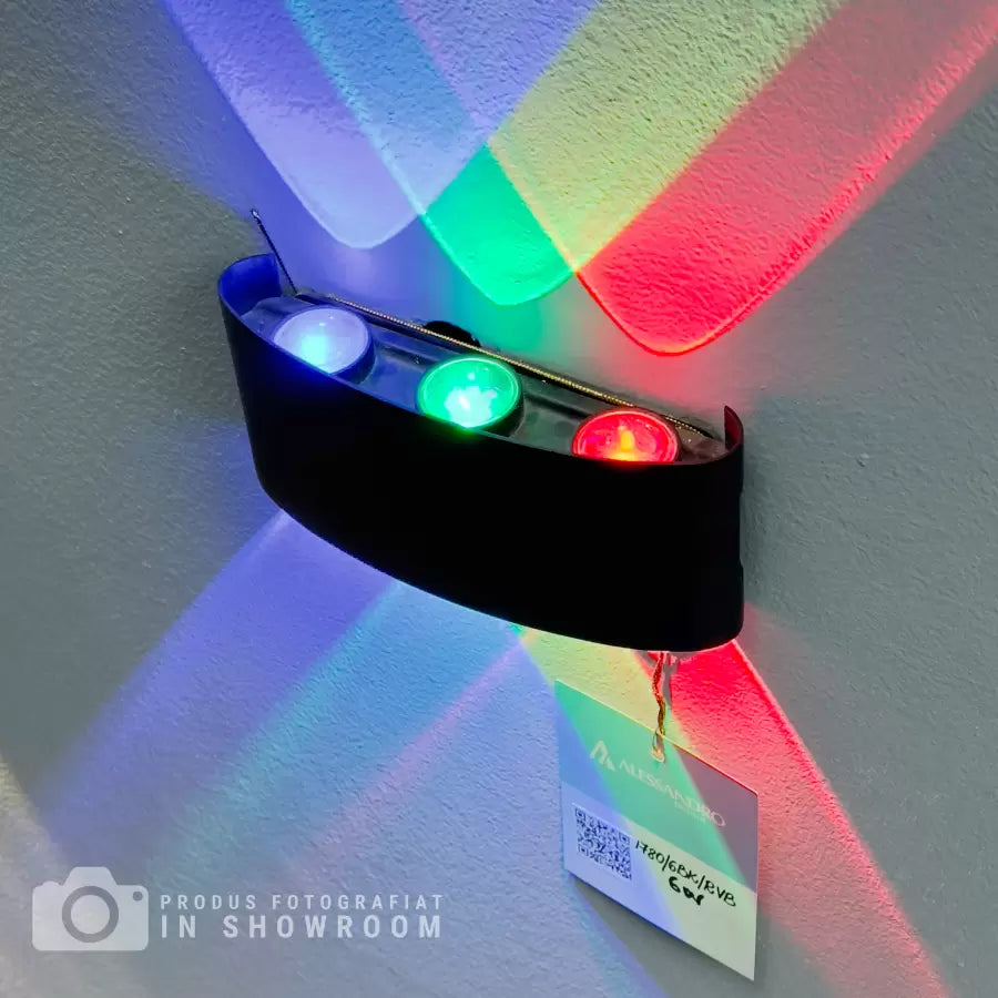 Φωτιστικό τοίχου LED Fantas RGB εσωτερικού/εξωτερικού χώρου, 6 πηγές x 1W, IP65, Μαύρο, 3000K