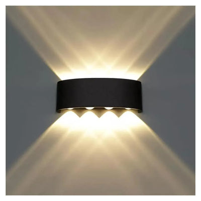 Φωτιστικό τοίχου LED Fantas για εξωτερικό και εσωτερικό, 8 πηγές x 1W, IP65, Μεταλλικό, Μαύρο, 3000K