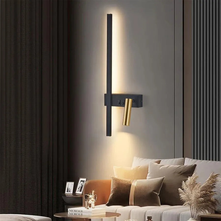 LED Glory 9W Μαύρο Χρυσό Φωτιστικό τοίχου Φώτα τοίχου εξωτερικού χώρου Προεπιλεγμένος τίτλος Alessandro Design