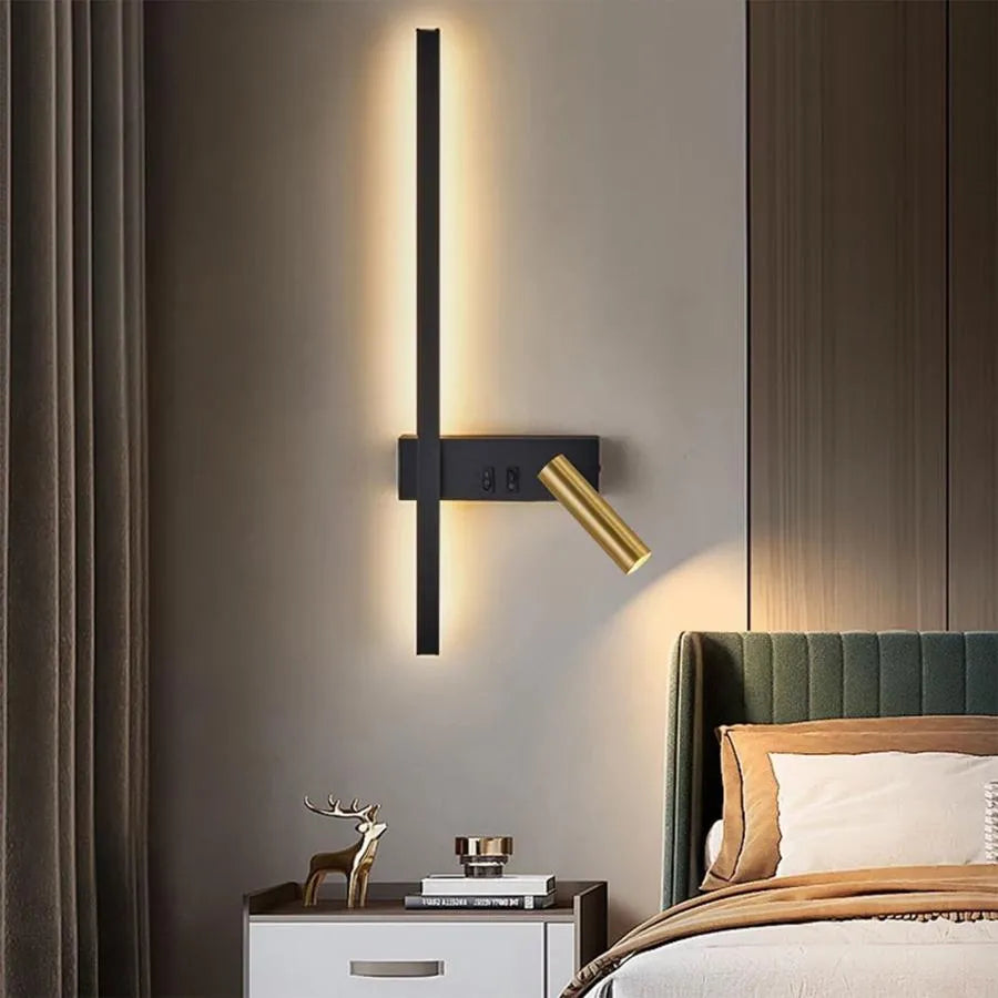 LED Glory 9W Μαύρο Χρυσό Φωτιστικό τοίχου Φώτα τοίχου εξωτερικού χώρου Προεπιλεγμένος τίτλος Alessandro Design