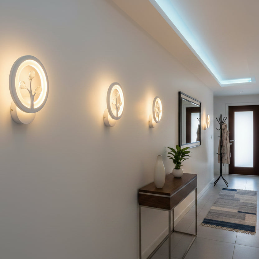 Φωτιστικό τοίχου DAISY LED, 14W, Κρύο/Ζεστό/Ουδέτερο φως, Λευκό με κρυστάλλινα φώτα τοίχου εσωτερικού χώρου Προεπιλεγμένος τίτλος Alessandro Design