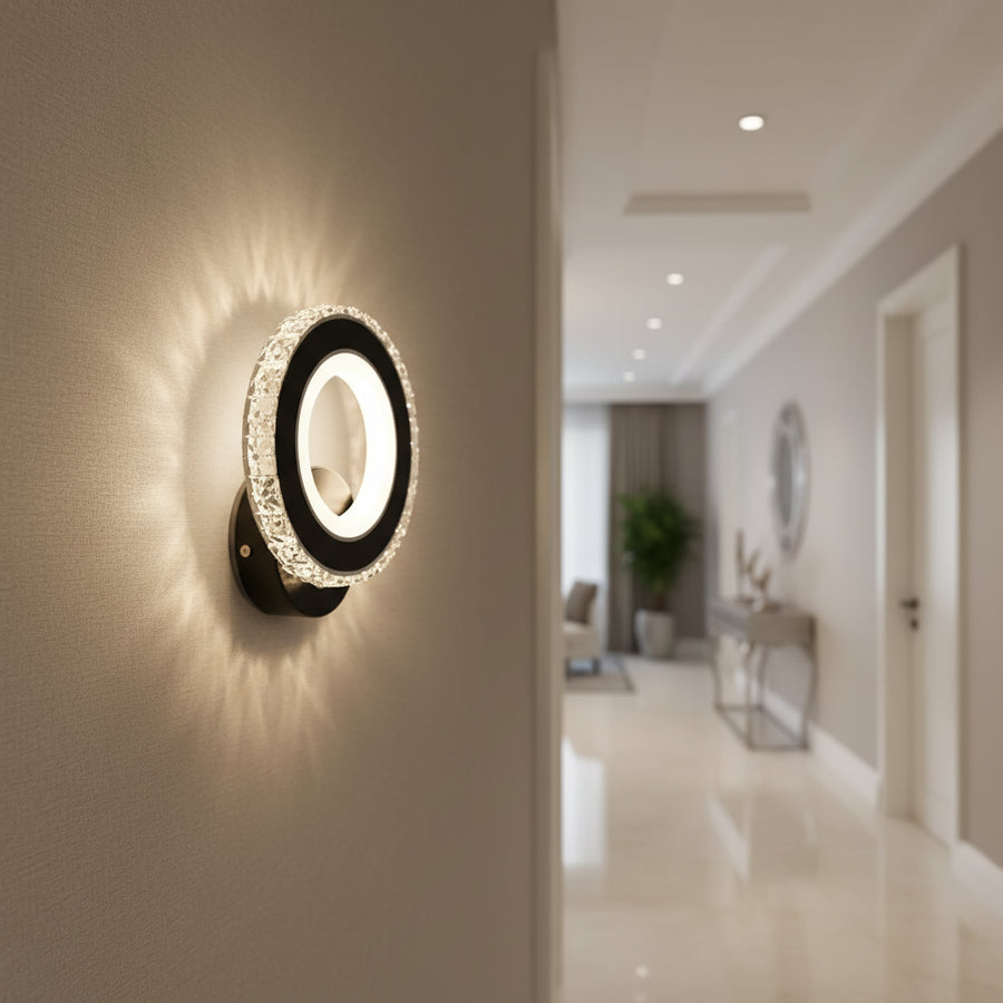 Φωτιστικό τοίχου NOVA Rotonda LED, 16W, Μαύρο & ανοξείδωτο ατσάλι, Ζεστό/Ψυχρό/Ουδέτερο φως Φωτιστικά τοίχου εσωτερικού χώρου Προεπιλεγμένος τίτλος Alessandro Design