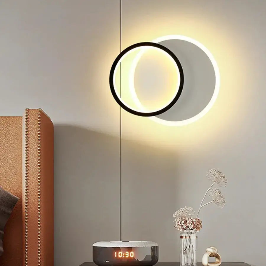 Φωτιστικό τοίχου SMALON LED 26W, 2 κύκλοι, Κρύο/Ζεστό/Ουδέτερο φως, Μαύρο Λευκό LED Πολυέλαιος Προεπιλεγμένος τίτλος Alessandro Design