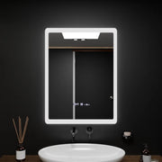 Ορθογώνιος καθρέφτης LED, 60x80 cm, αισθητήρας ELANCEE MotionGlow Marcello, Σύστημα αποθαμβώματος, Ρολόι & Θερμόμετρο, Dimable Mirrors Marcello Προεπιλεγμένος τίτλος Alessandro Design