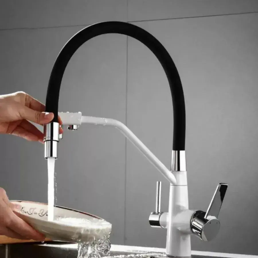 Βρύση κουζίνας με 3 βρύσες Flexible Faucet Sanitary Brass White - Black Kitchen Faucets Προεπιλεγμένος τίτλος Alessandro Design