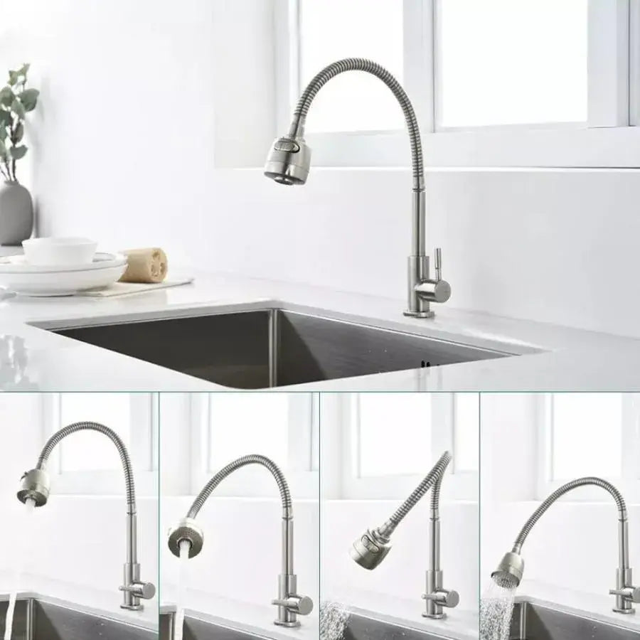 Βρύση κουζίνας Flexible Faucet 2 Jets Satin, ανοξείδωτο κεραμικό φυσίγγιο Συμπεριλαμβάνονται συνδέσεις CF031 Kitchen Faucets Προεπιλεγμένος τίτλος Alessandro Design