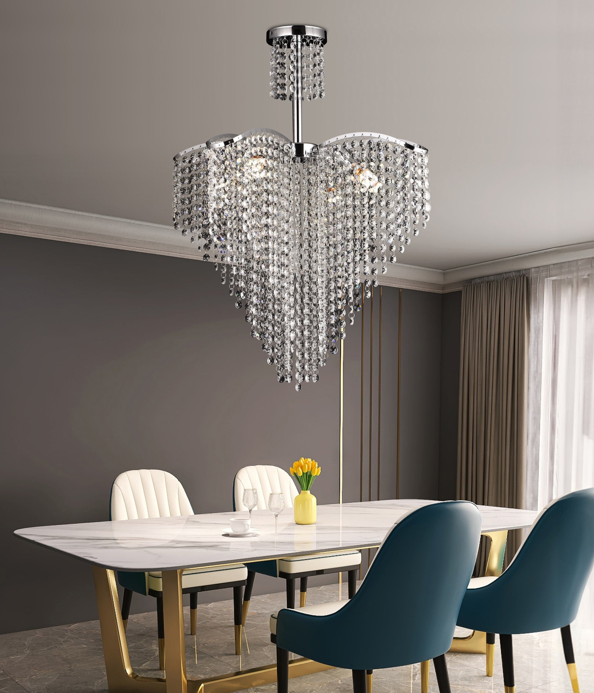 Crystal Candelabra Ander 4xE14 Diameter 45cm Chrome Crystal Candelabra Προεπιλεγμένος τίτλος Alessandro Design