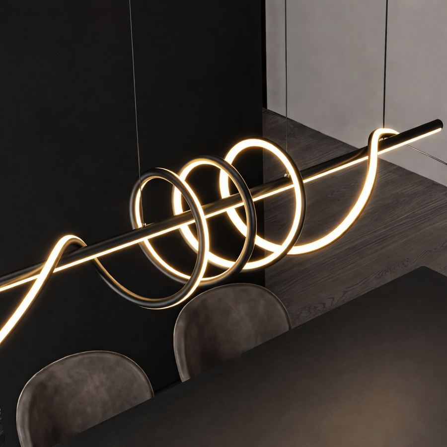 Κρεμαστός πολυέλαιος LED με τηλεχειριστήριο RIBBON 64W, Γραμμικό, Κρύο/Ζεστό/Ουδέτερο φως, Ρυθμιζόμενο, Μαύρο, ρυθμιζόμενου ύψους Πολυέλαιοι LED με τηλεχειριστήριο Προεπιλεγμένος τίτλος Alessandro Design
