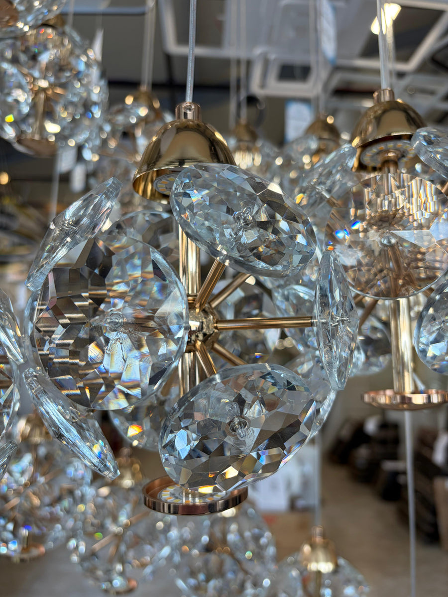 Crystal LED KILKENNY Culmino Chandelier, 144W, Neutral Light, Diameter 60cm, Gold Modern Chandeliers Προεπιλεγμένος τίτλος Alessandro Design