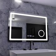 Ορθογώνιος καθρέφτης LED, 90x60cm, Souverain MotionGlow Marcello, Σύστημα αποθαμβώματος, Ρολόι & Θερμόμετρο, Καλλυντικός Μεγεθυντικός φακός, Dimable Marcello Mirrors Προεπιλεγμένος τίτλος Alessandro Design