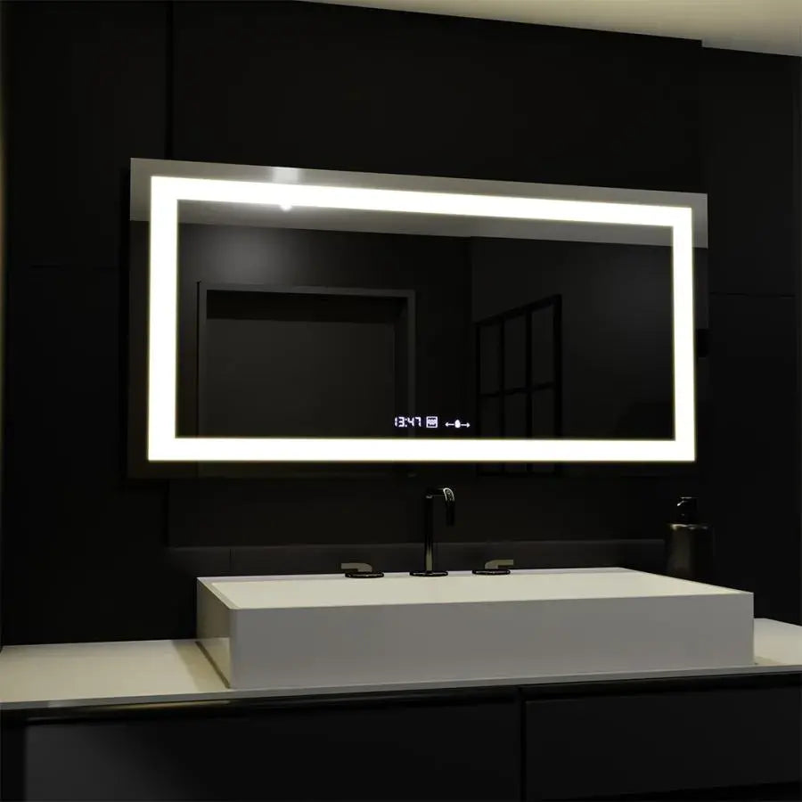Ορθογώνιος καθρέφτης LED, 160x80 cm, Verite MotionGlow Marcello, Σύστημα αποθάμβωσης, Ρολόι & Θερμόμετρο, Dimable Mirrors Marcello Προεπιλεγμένος τίτλος Alessandro Design