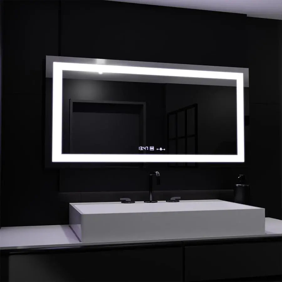 Ορθογώνιος καθρέφτης LED, 160x80 cm, Verite MotionGlow Marcello, Σύστημα αποθάμβωσης, Ρολόι & Θερμόμετρο, Dimable Mirrors Marcello Προεπιλεγμένος τίτλος Alessandro Design