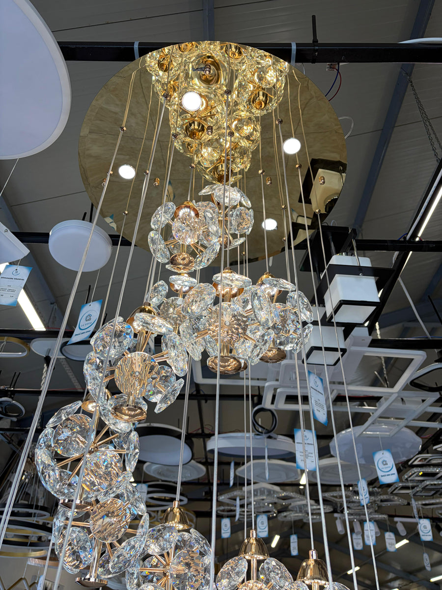 Crystal LED KILKENNY Culmino Chandelier, 144W, Neutral Light, Diameter 60cm, Gold Modern Chandeliers Προεπιλεγμένος τίτλος Alessandro Design