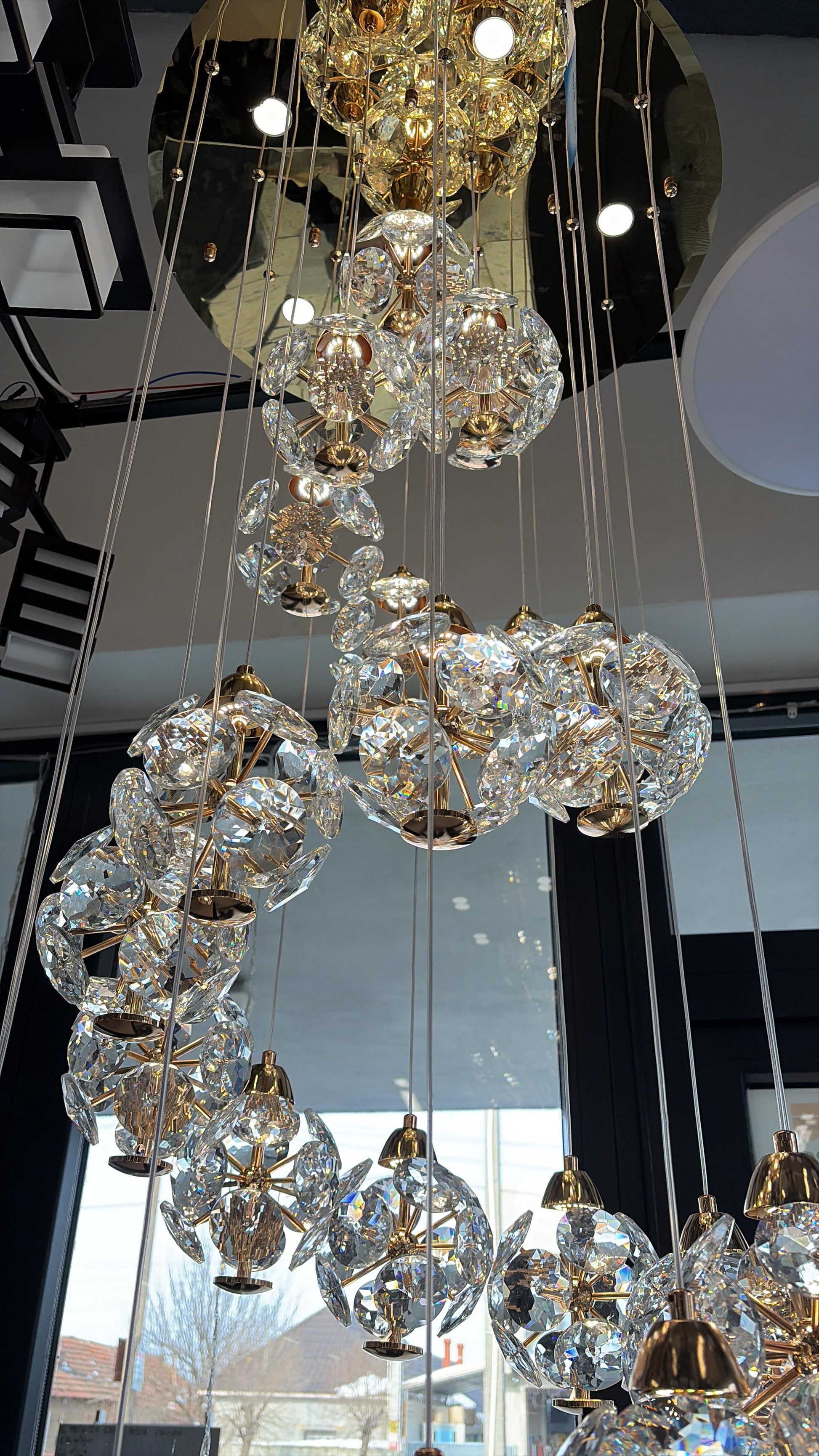 Crystal LED KILKENNY Culmino Chandelier, 144W, Neutral Light, Diameter 60cm, Gold Modern Chandeliers Προεπιλεγμένος τίτλος Alessandro Design